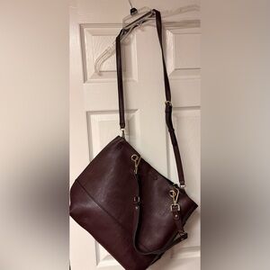 Calvin Klein Brown Leather Large Shoulder Bag